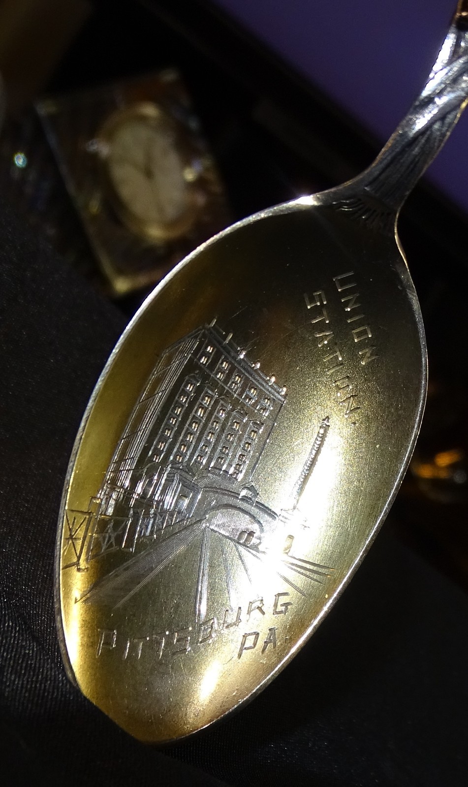 Union Station Pittsburg Pa. 5 1/2″ Sterling Souvenir Spoon