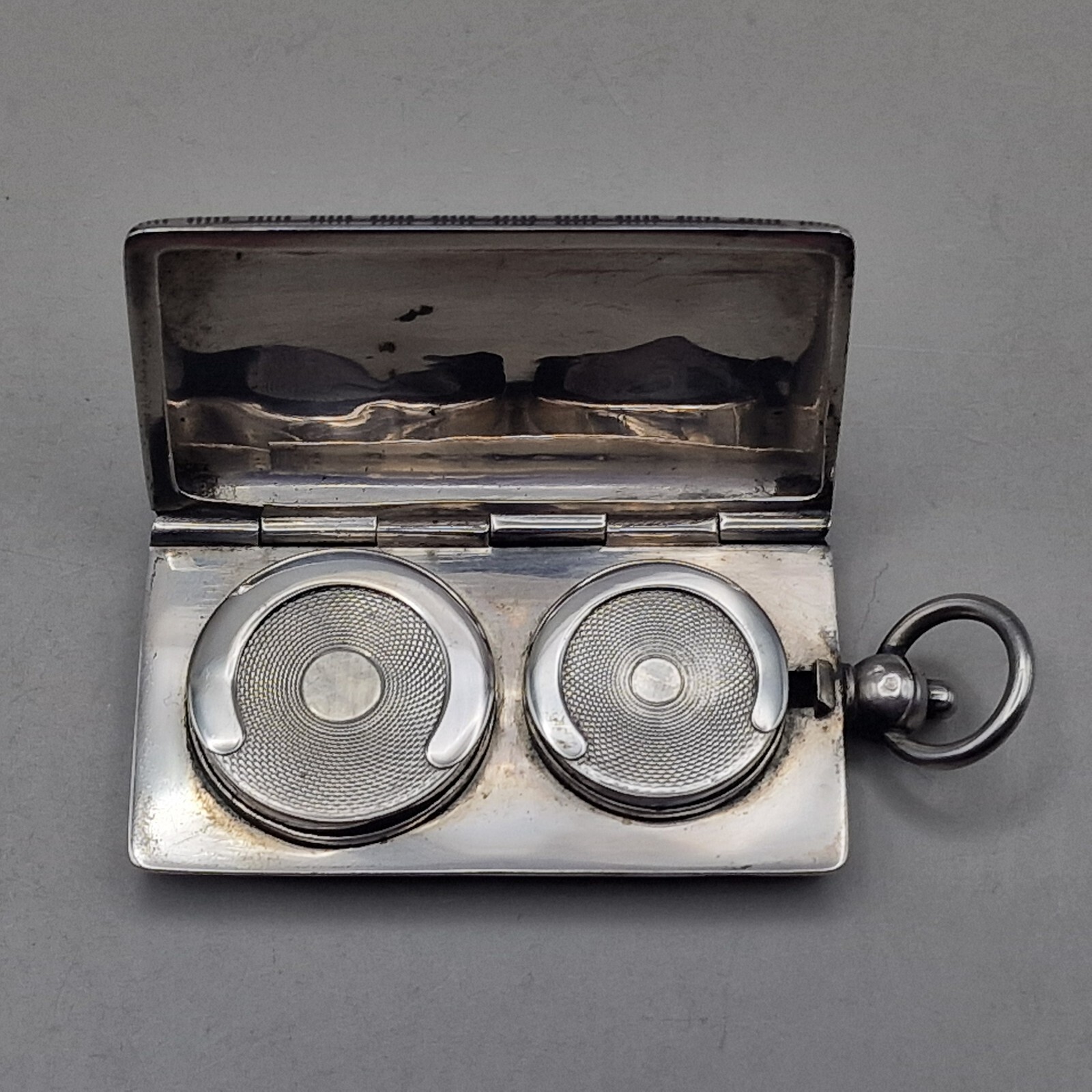 Antique Solid Silver and Niello Double Sovereign Case French Weevil Import Marks