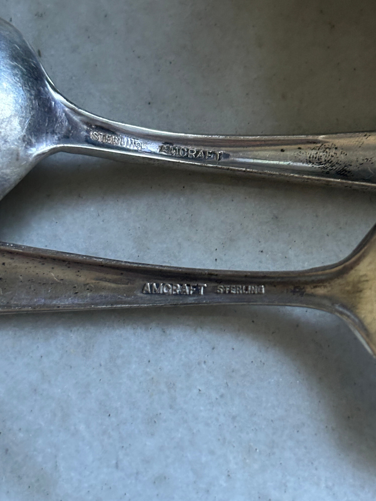 STERLING SILVER BABY SET STERLING SILVER SPOON FORK KNIFE Amcraft c1930s No Mono