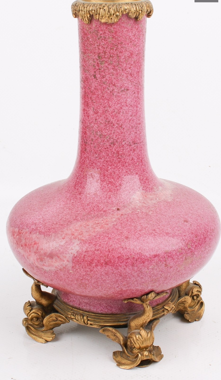 An 18th Century Chinese Antique Mottled Pink Vase 一件非常罕见的中国18世纪乾隆时期粉色炉钧釉/雪花粉荸荠瓶