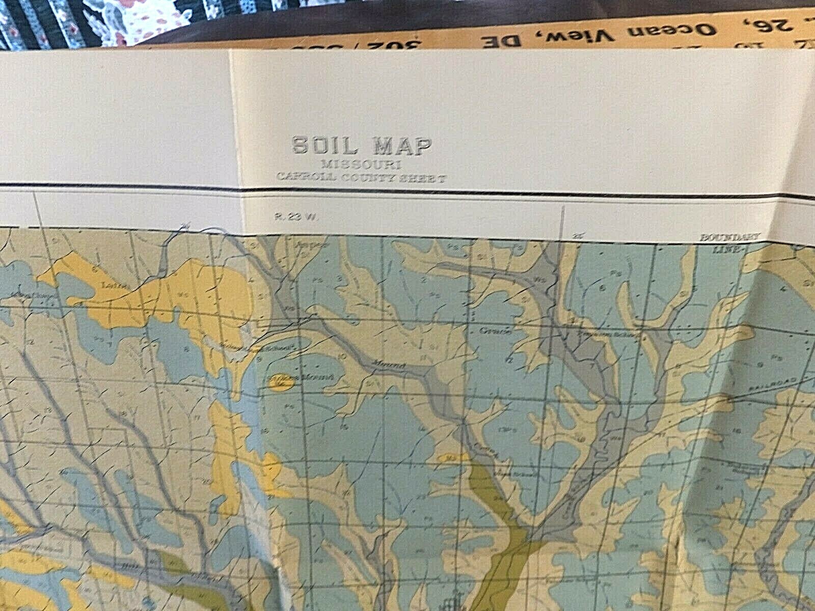 Large 1912 USGS Soil Survey Map. Carroll County, Missouri. 31 x 39 inches.