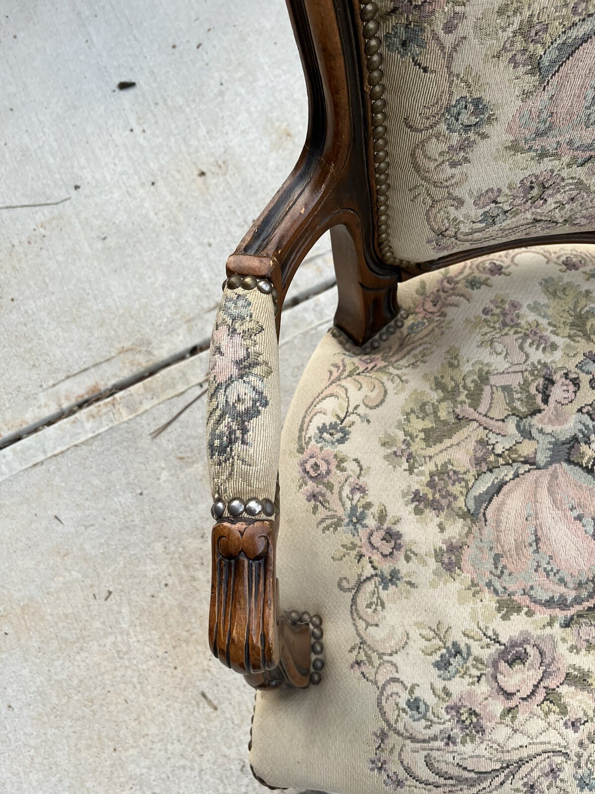 Italian Armchair French Louis XV Style Fauteuil Tapestry Chateau d’Ax Spa Italy