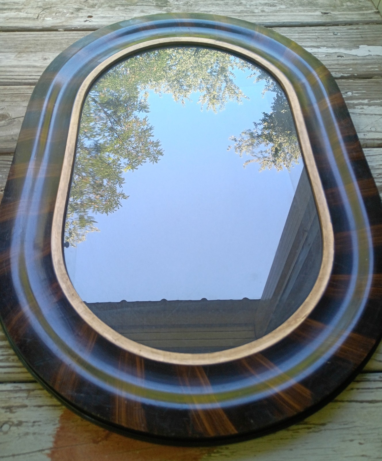 AntiquePictureFrameEdwardianTortoiseFauxGrainPaintedWoodOgeeOvalVictorian 17×25″
