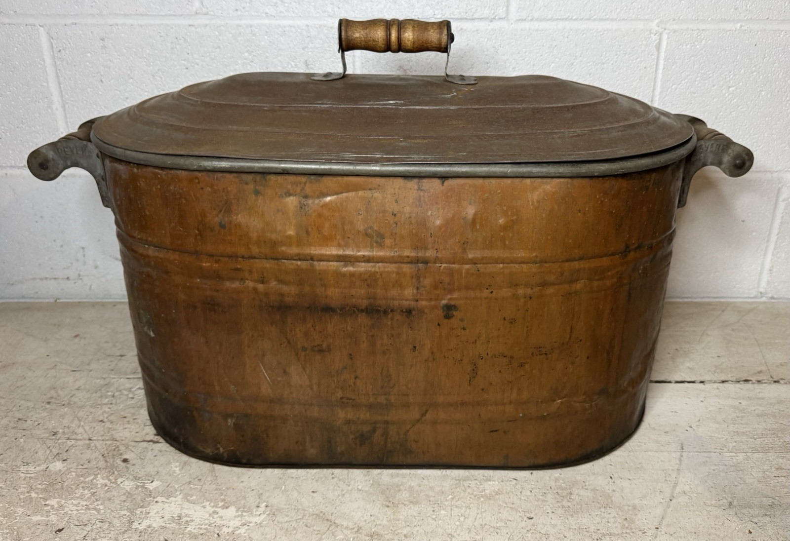 Antique Vintage Revere Copper Boiler With Lid Handles Farmhouse Canning