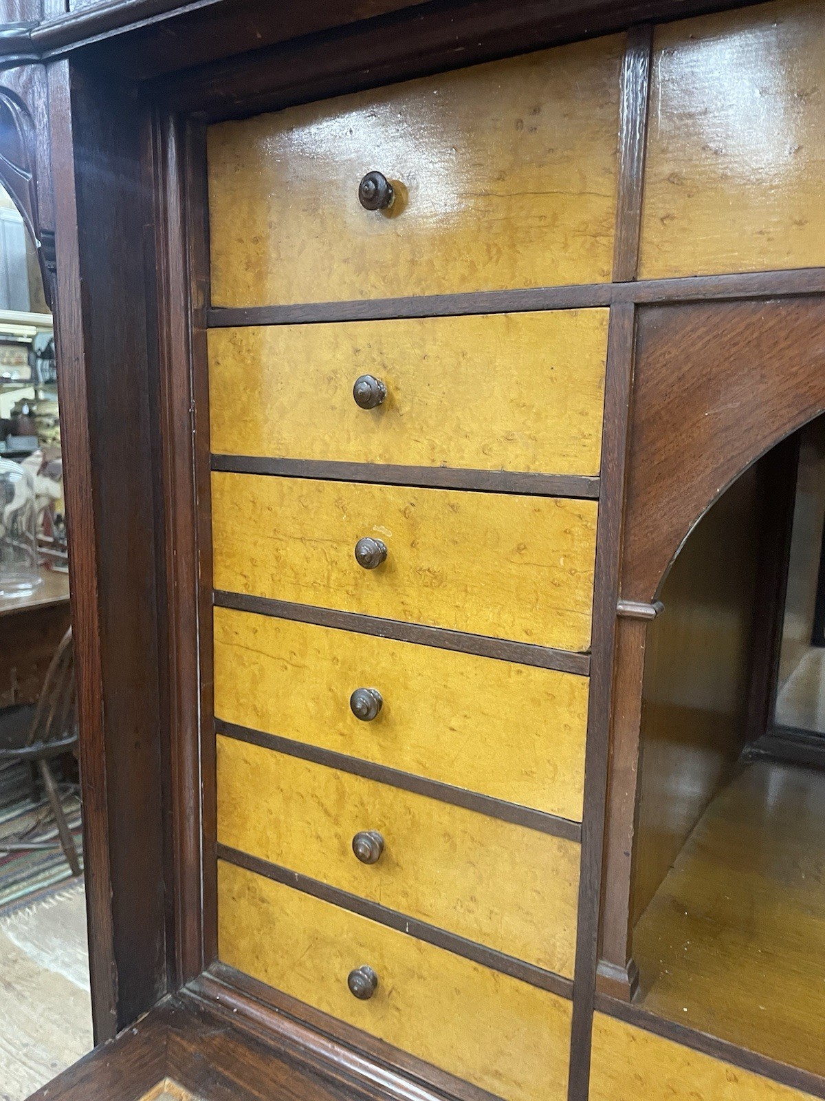 Antique 1860 Biedermeier Drop Front Secretary Abattent Desk Handmade Walnut