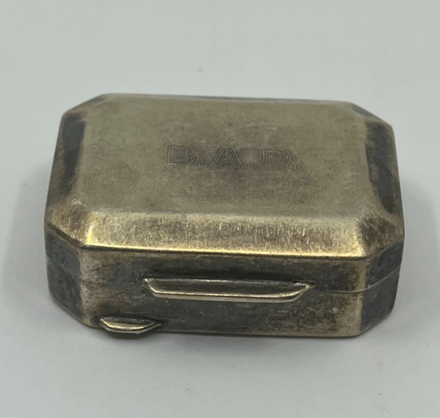 Tiffany & Co 925 Sterling Silver Pill Box Case Monogram B.A.D. Vintage Hinged