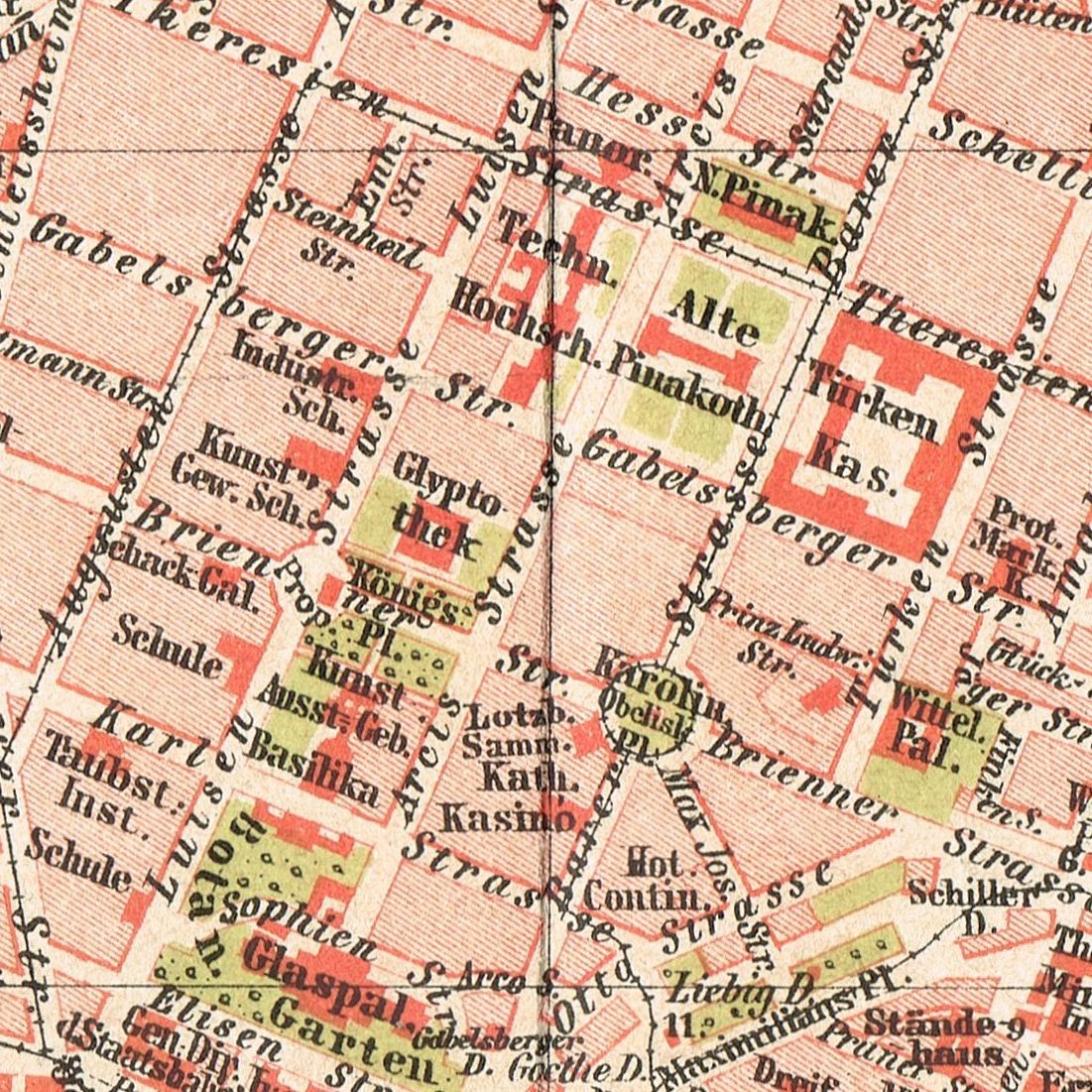 MUNICH dated 1897 München Original map Antique city plan Germany Deutschland