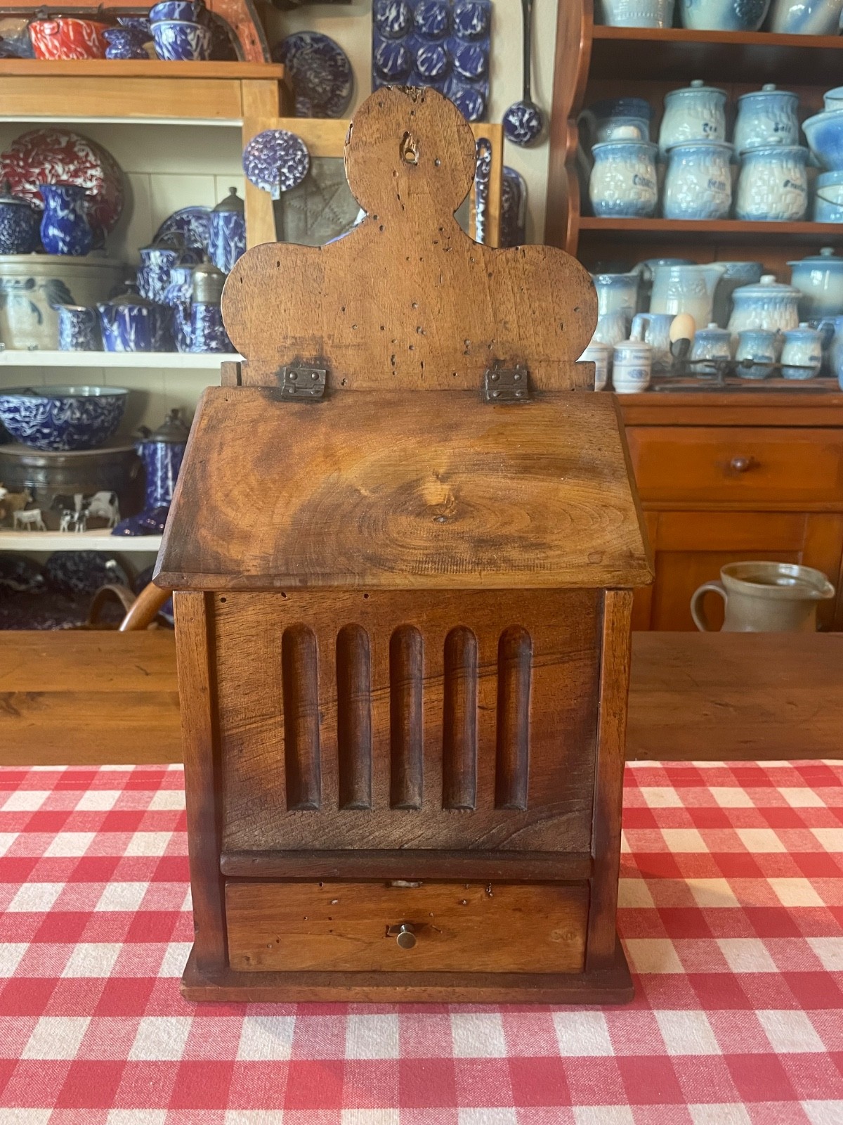 Antique Walnut Late 19th C. French Provencal Salt & Pepper Box Or Boite a Sel.