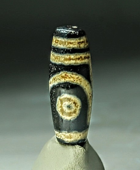 Rare Pre-1800s Indo/Tibetan Old Agate 2 Eye Motif Dzi Bead 14*39mm