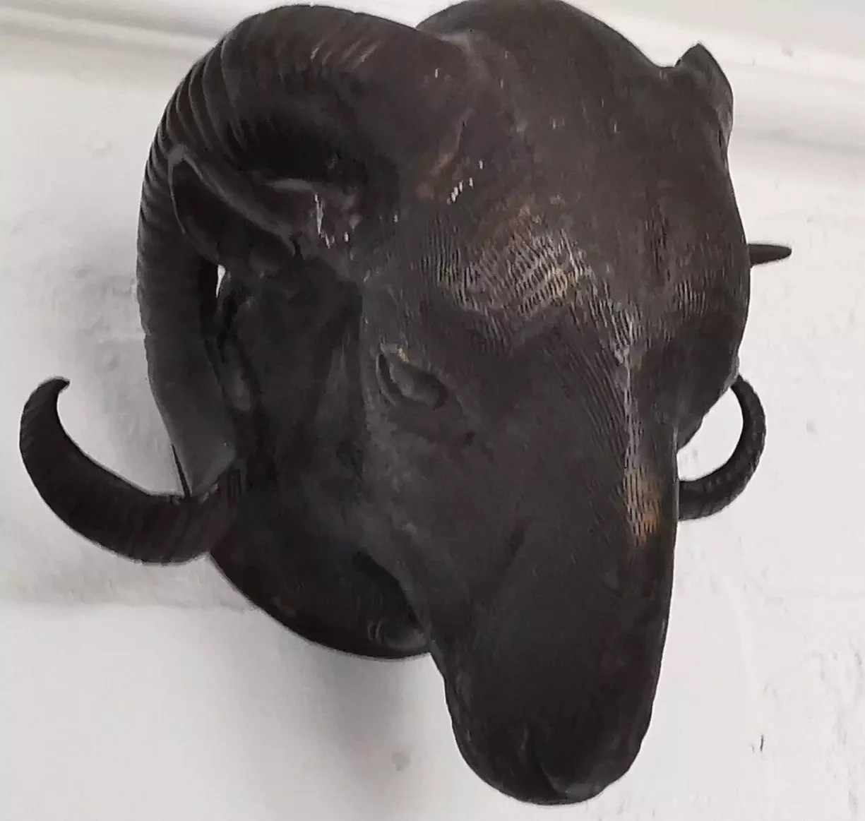 Magnificent Vintage Patinated Bronze Rams Head – Wall Hanging