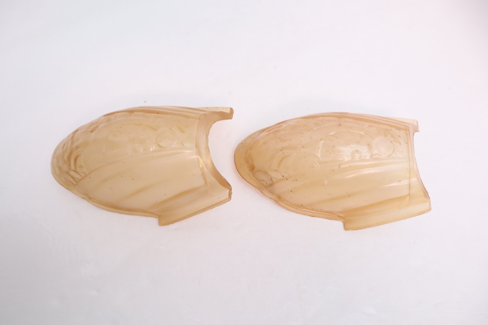 2 Art Deco Slip Shade Amber Peach Glass Lincoln Sconce Chandelier Replacement