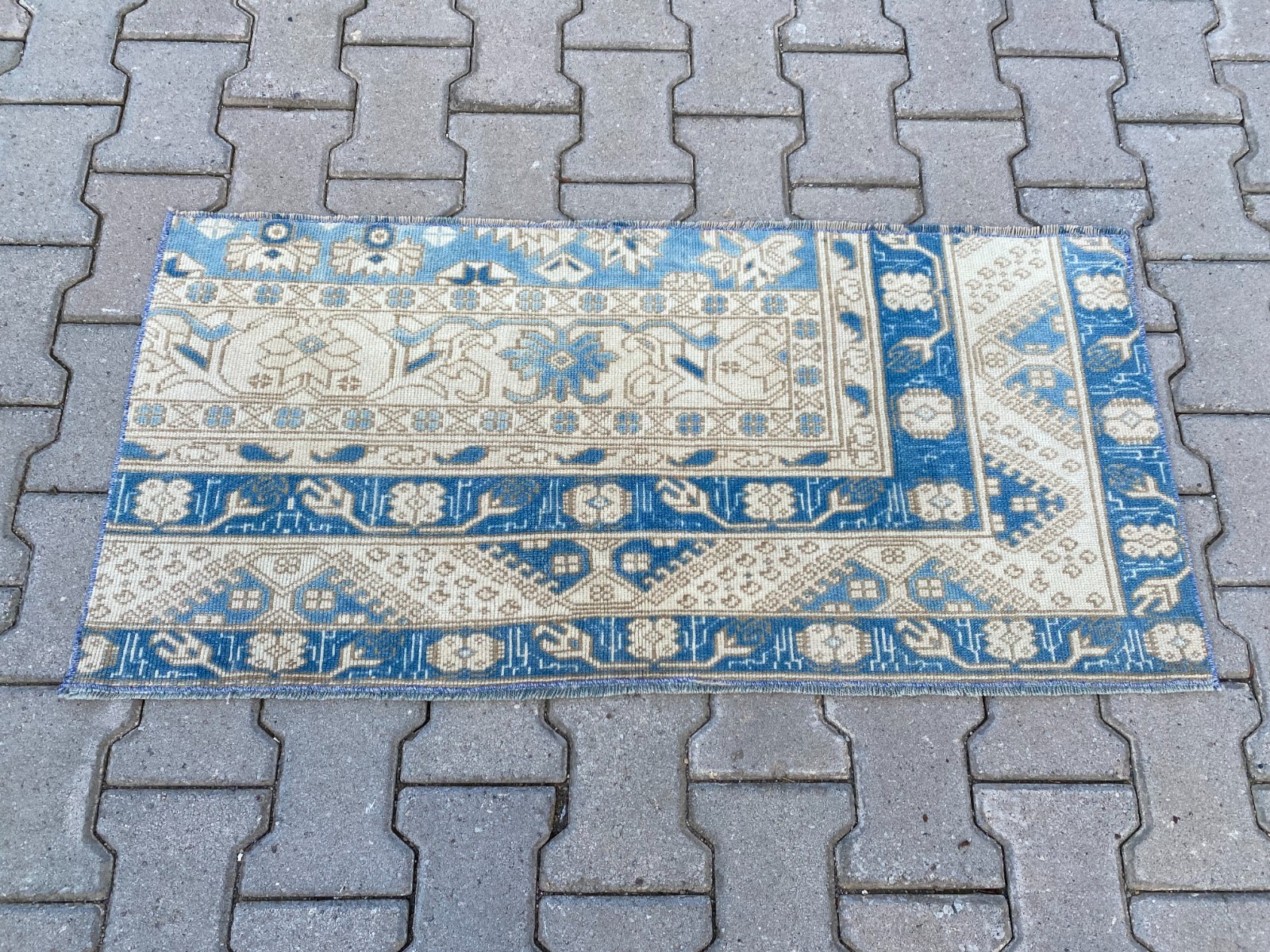 2×4 Turkish rug, 2×4 Vintage rug, 2×4 Blue rug,Kitchen rug,Doormat 1.8×3.8 ft