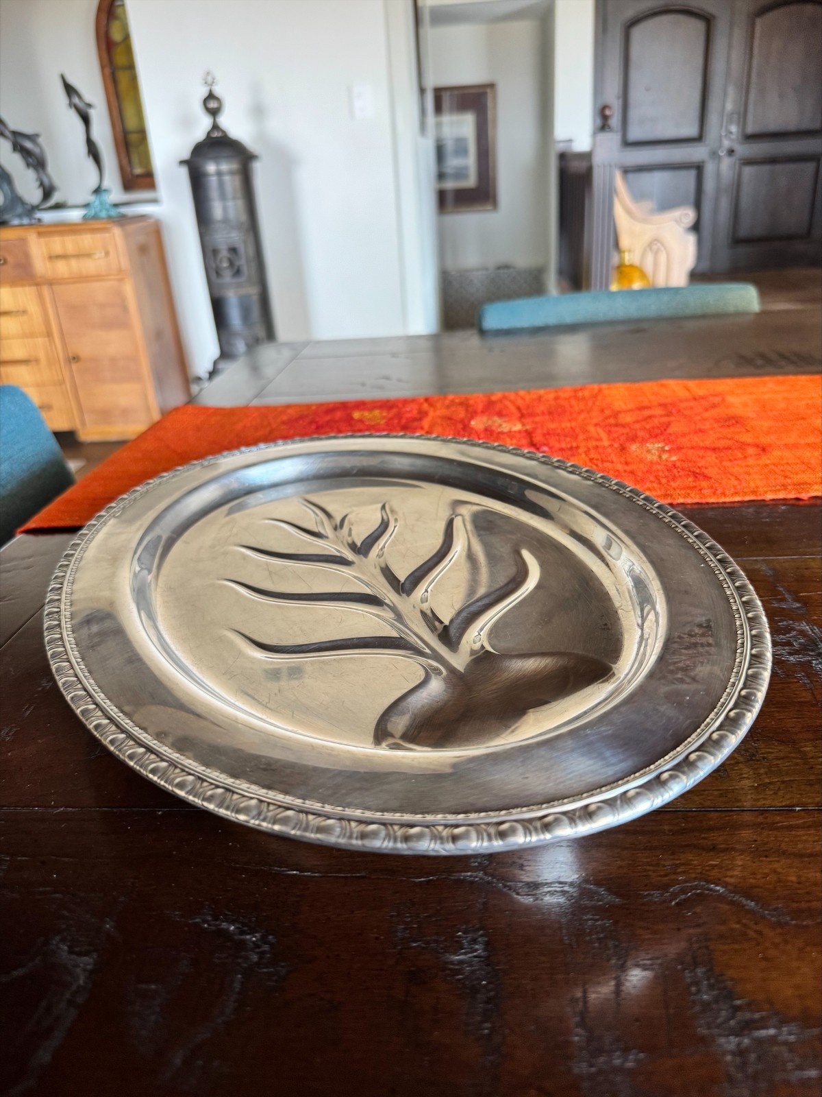 Vintage Rogers & Bro 1710 Silverplate Footed Meat Tray 16.5″ Tree Well Platter