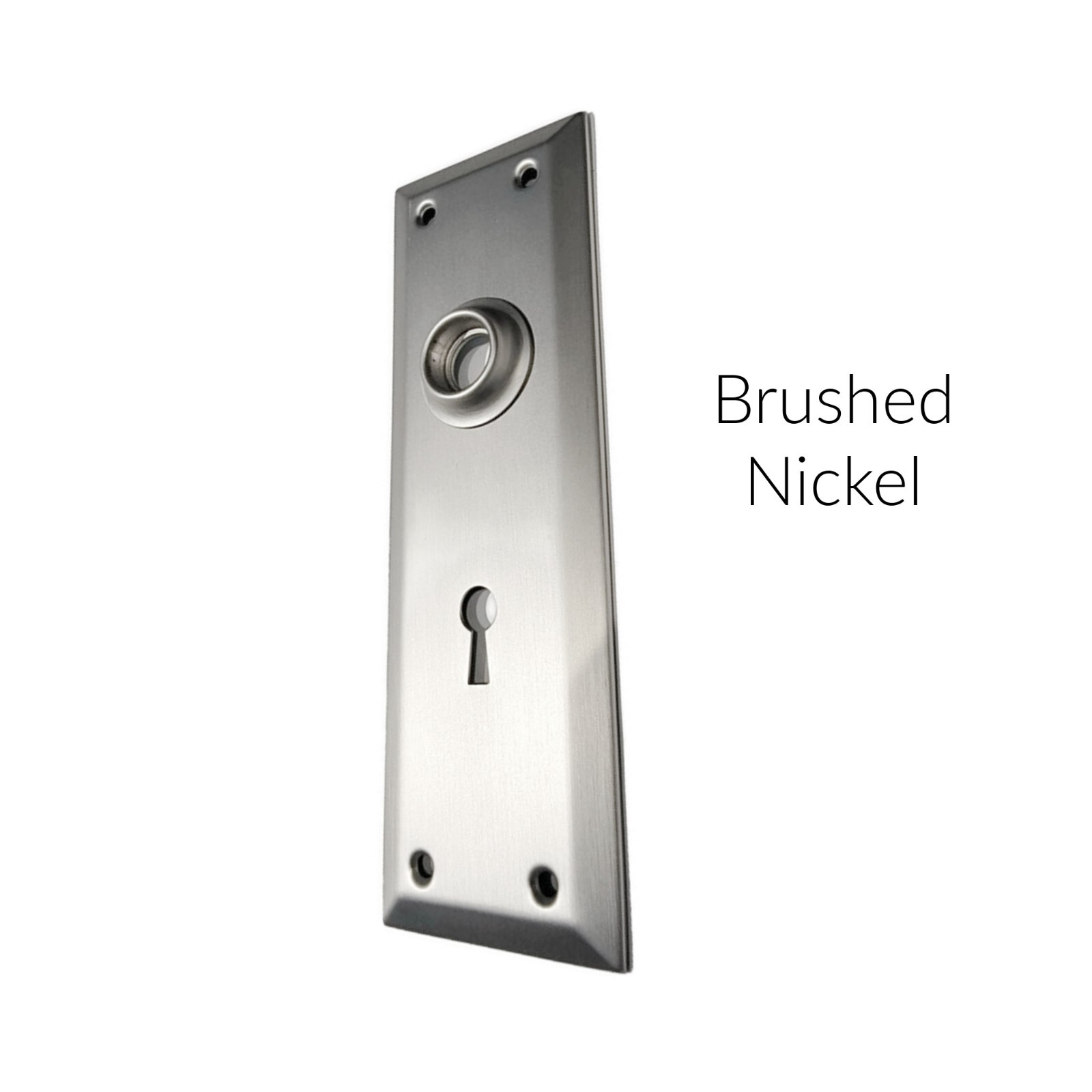 Solid brass rectangular door trim plate with hub and keyhole (escutcheon plate).
