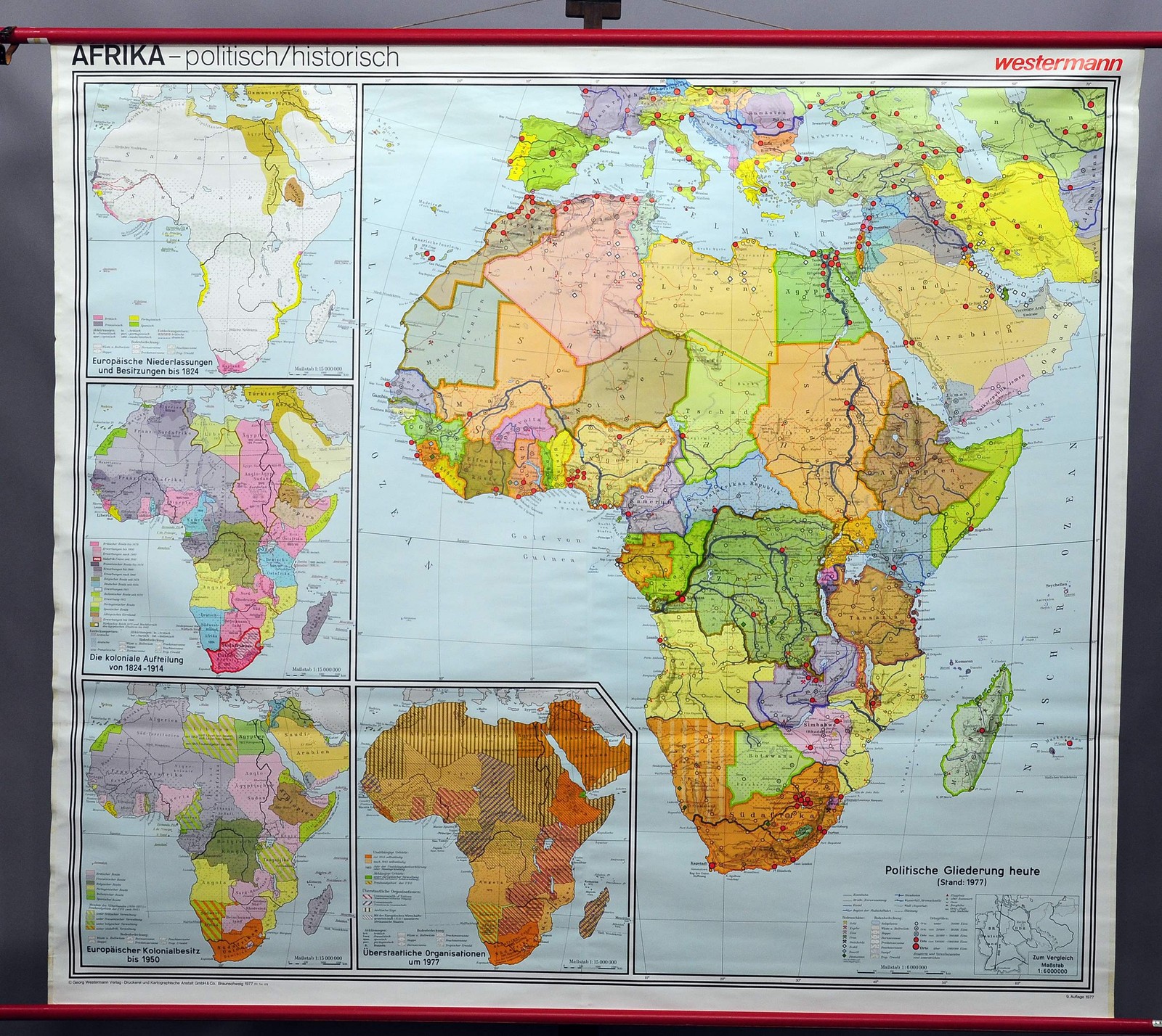 Rollable Mural Map Vintage Wall Chart Poster Africa Historical Political