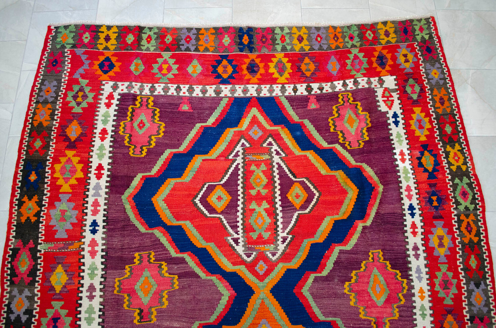 Turkish Hand Woven LARGE Rug Flat Weave Kilim pastel color Area Rugs 8×13 ft Rug