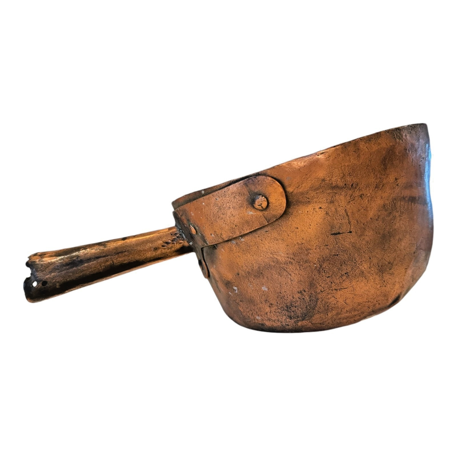 Antique Hand Hammered Copper Handled Pot or Planter – Country Farmhouse Decor