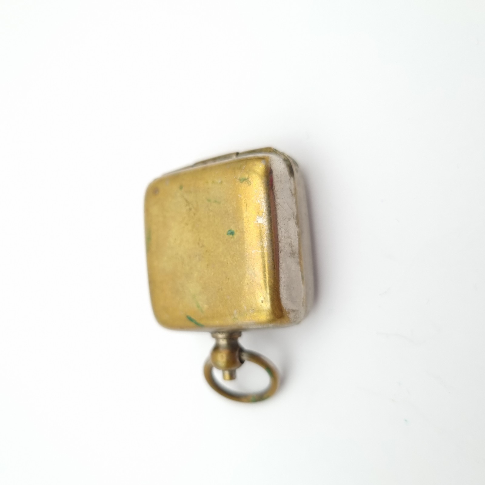Sovereign Case Unusual Square Shape Decorative Front Fob Type White Metal