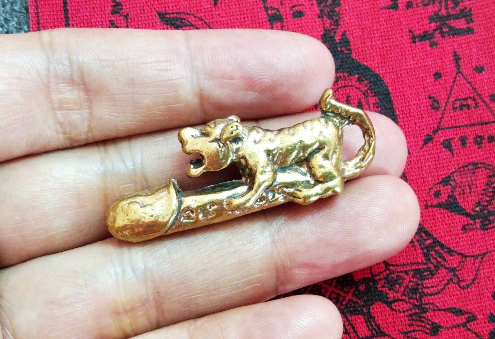 Paladkik Tiger Brass Yantra Thai Amulet Talisman Magic Holy Lucky Trade Wealthy