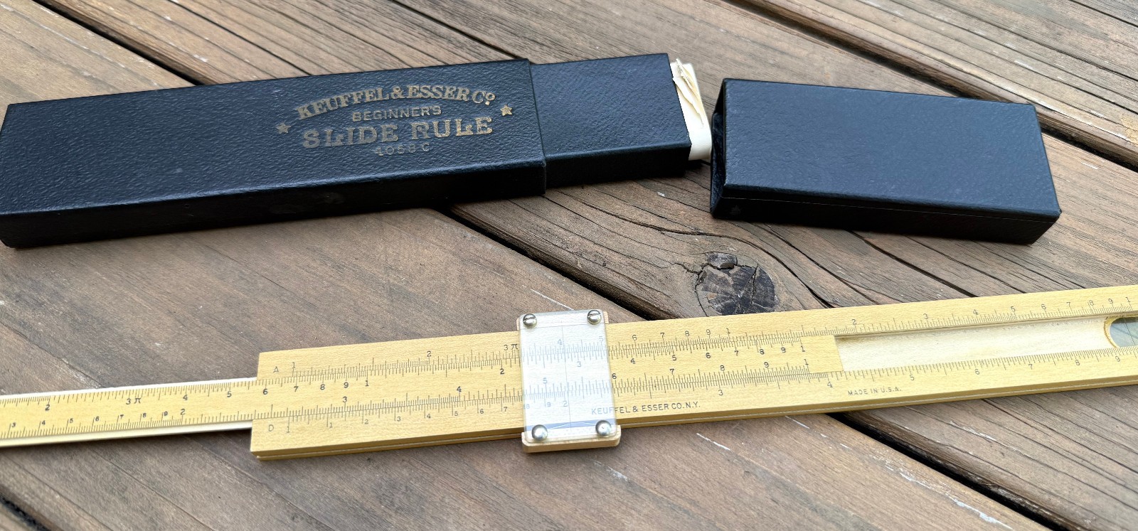 Vintage 1920s K & E Beginners Slide Rule 4058c Keuffel & Esser Wood USA EOC