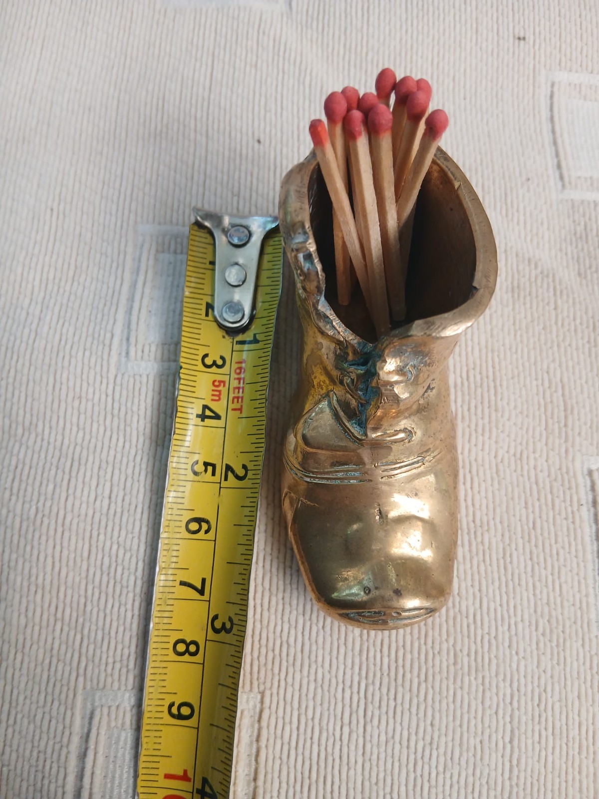 Vintage Peerage one Heavy Solid Brass Boot Match stick Holder Cottage