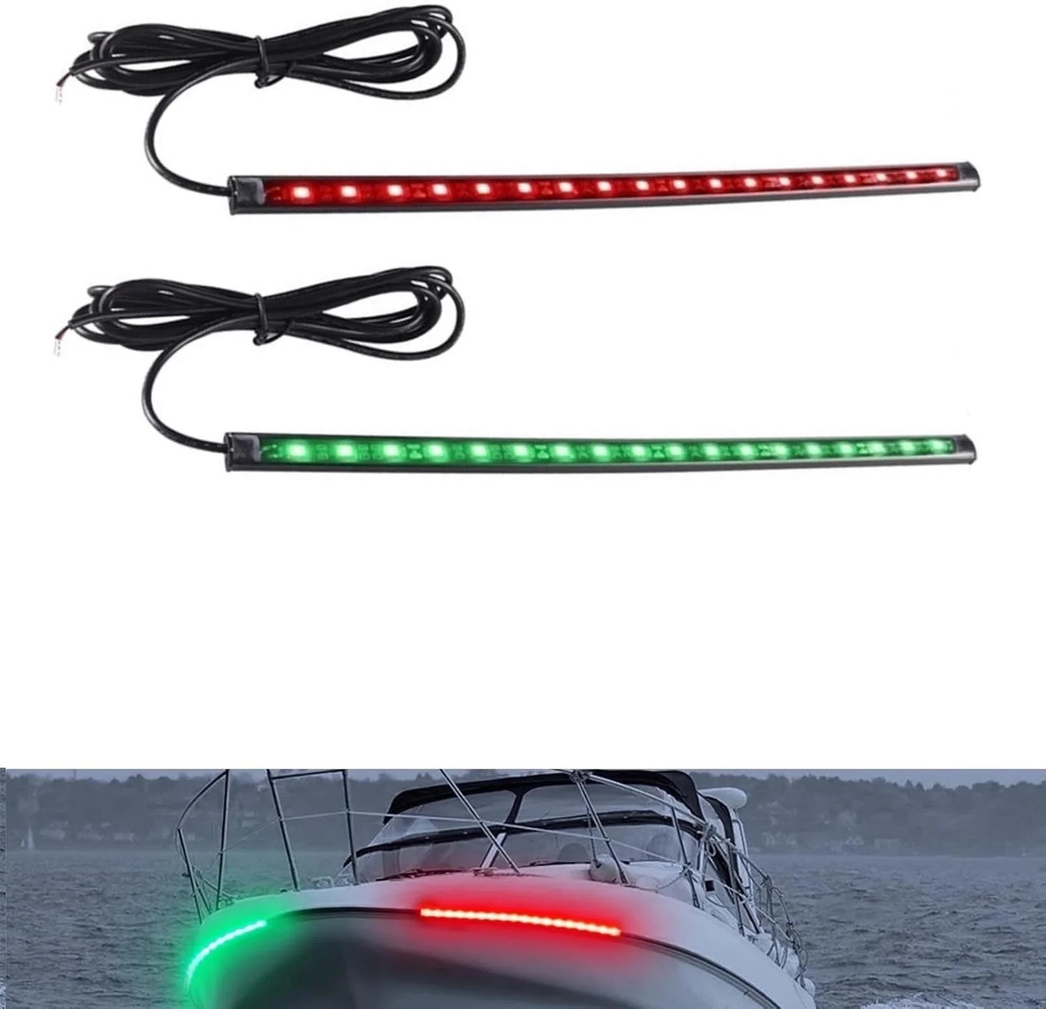Navigation Lights LED Red/Green – Boat Bow Lights Waterproof IP67, 12V DC Night