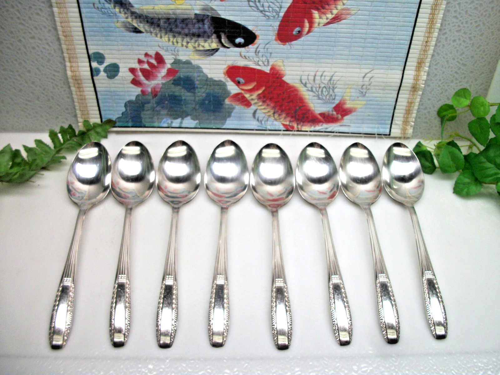 8 Wallace Harmony House SHARON Silverplate Oval Place Soup Spoons 1926