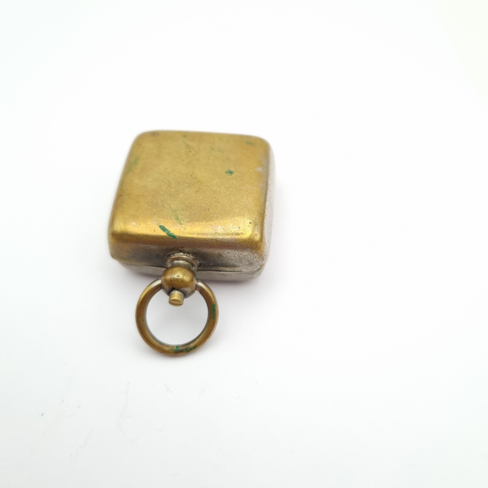 Sovereign Case Unusual Square Shape Decorative Front Fob Type White Metal