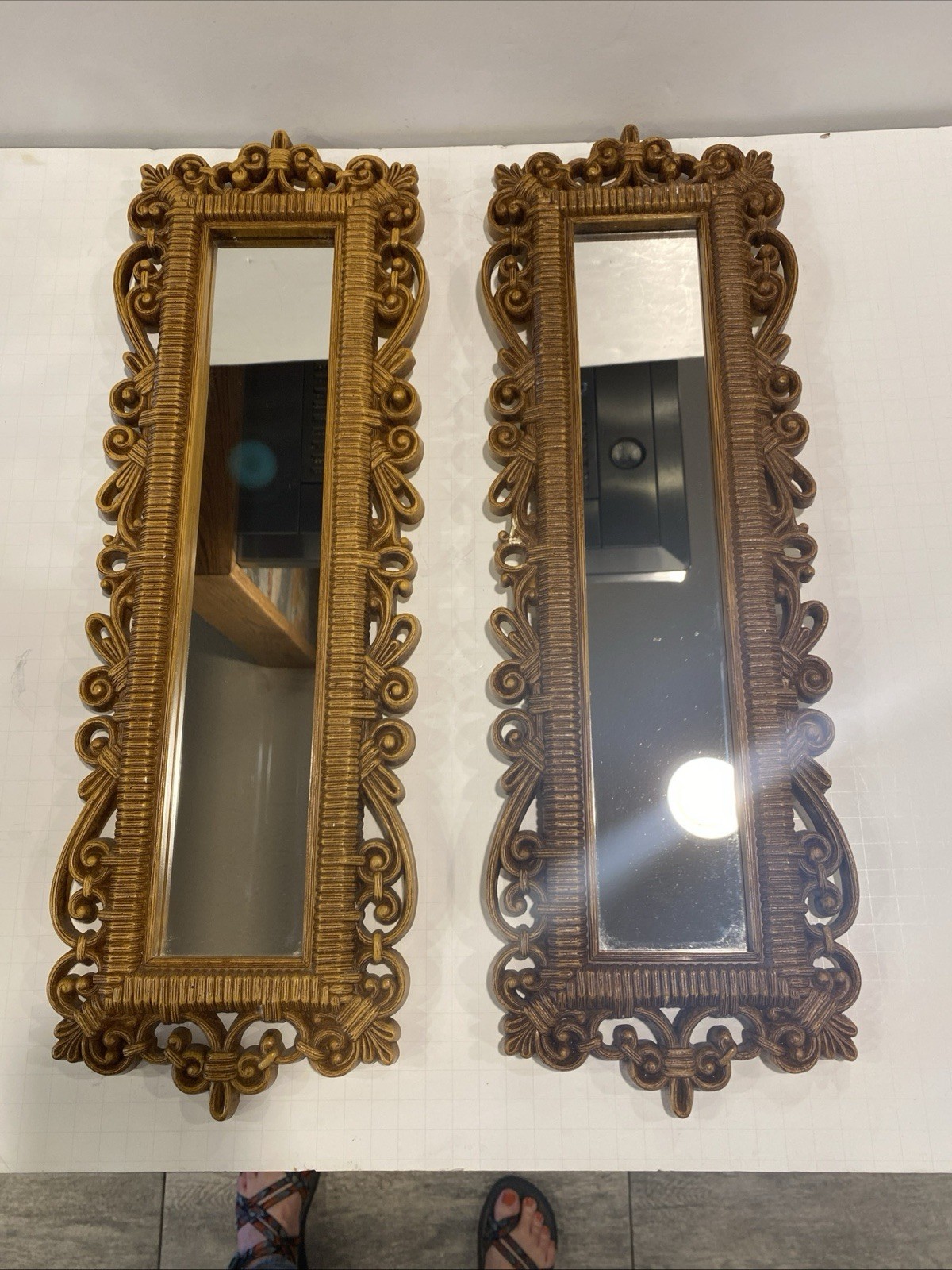 Two Vintage 1978 Dart Homco Mirror 21”x7” Faux Wicker