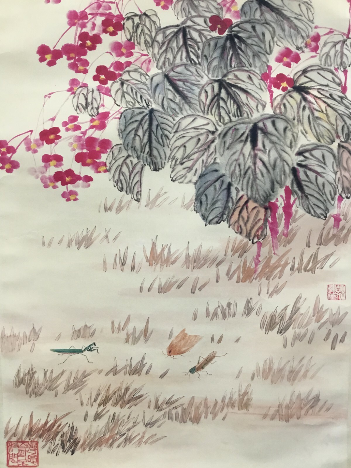 Chinese Beautiful Painting Scroll about Insects By Qi Baishi 齐白石 昆虫