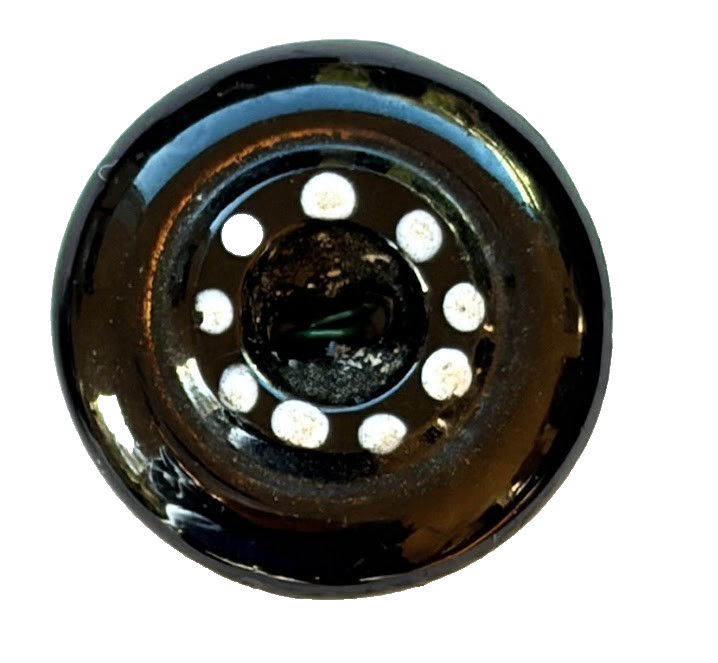 Dotted Enamel Border. Victorian Black Glass. Sew thru. 11/16″