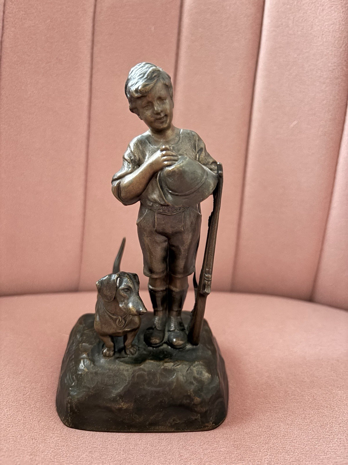 solid bronze antique sculpture . Circa 1900. Signed By A. Werner.