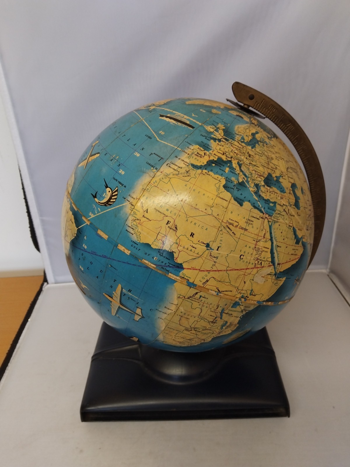Rare Replogle Wonder World Legend 10″ Globe,metal Base 1940s ❤️CHARITY