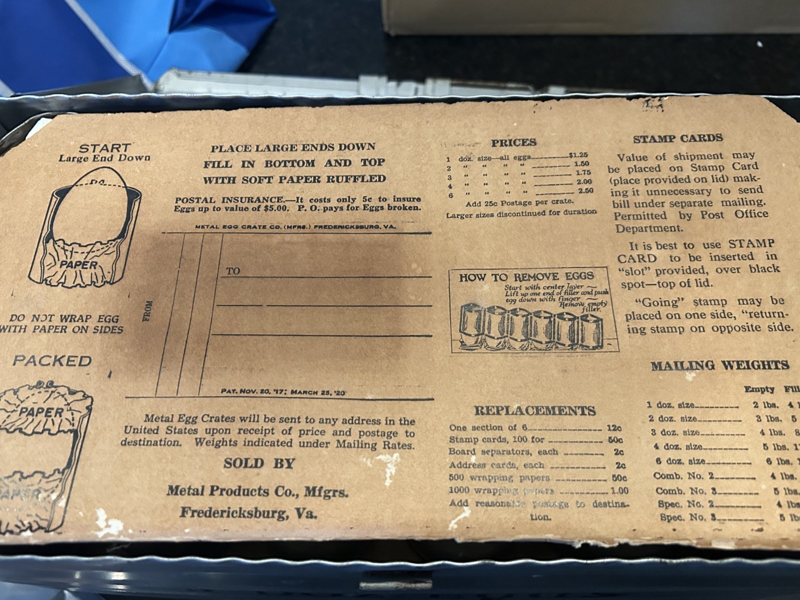 Vintage Metal Egg Crate 3 Dozen Carrier Farm Primitive Box Fredericksburg VA Ind