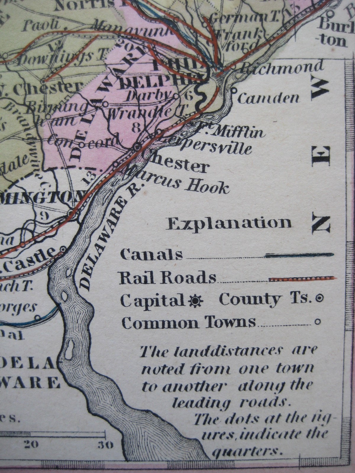 Original 1850 Mitchell Map PENNSYLVANIA Canal Profile Railroads Steamboats Roads