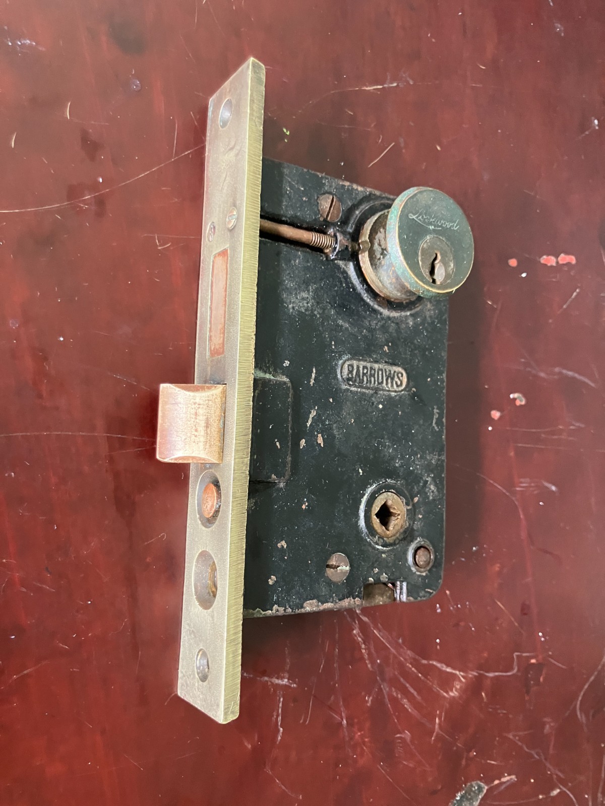 Antique Barrows door lock – complete with cylinder but no keys