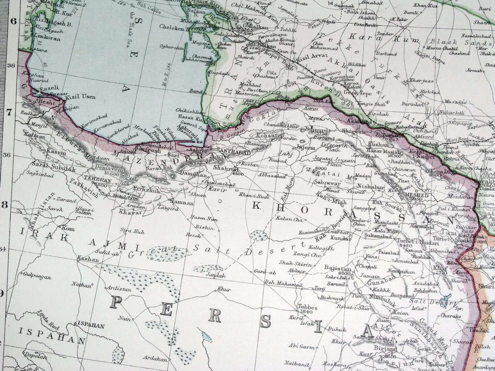 1908 ANTIQUE MAP OF KAZAKHSTAN IRAN PERSIA AFGHANISTAN INDIA CHINA TURKESTAN