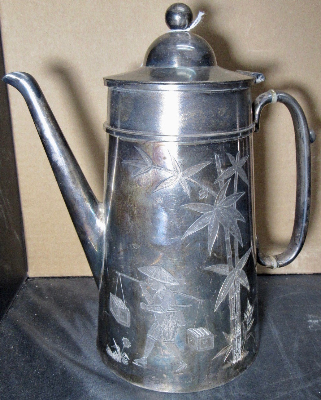 MERIDEN SILVER.PLATE 6 PIECE 1880’S TEA SET RARE JAPONISM ORIENTAL PATTERN