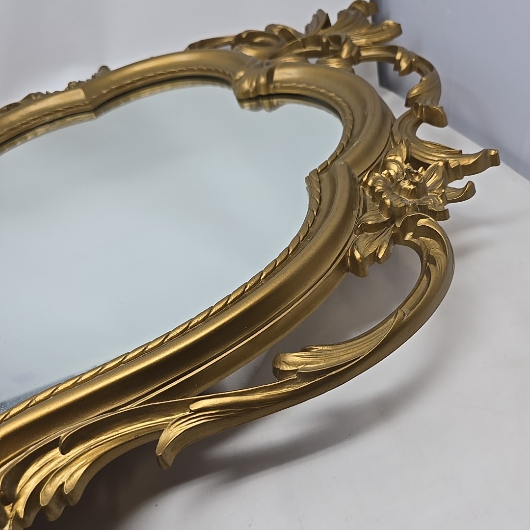 Vintage DART / Syroco Wall Mirror Stunning Gold Hollywood Regency Baroque 19×31