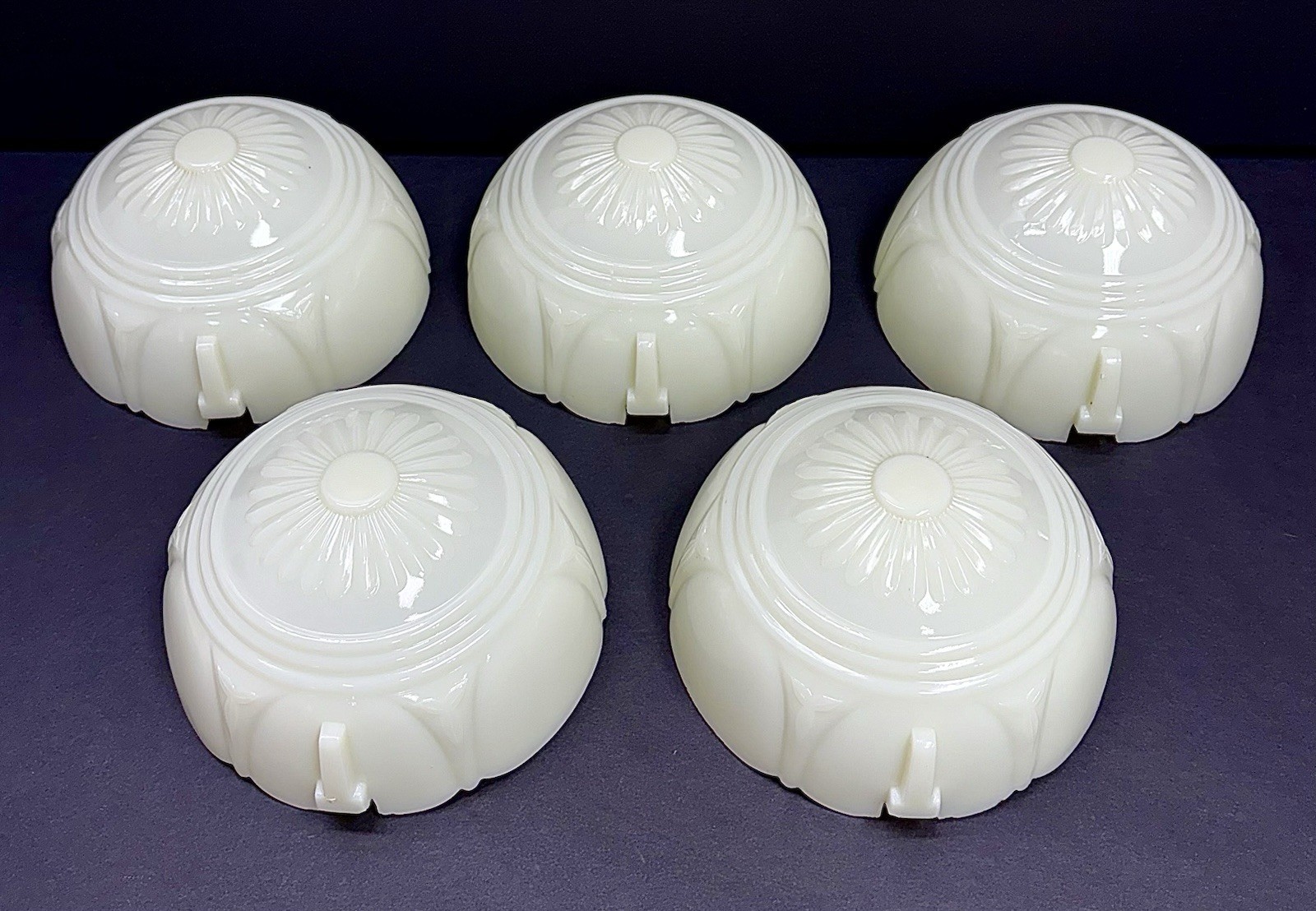 Antique Original l920’s 30s lot Of 5 Art Deco Glass Chandelier SLIP SHADES Vtg