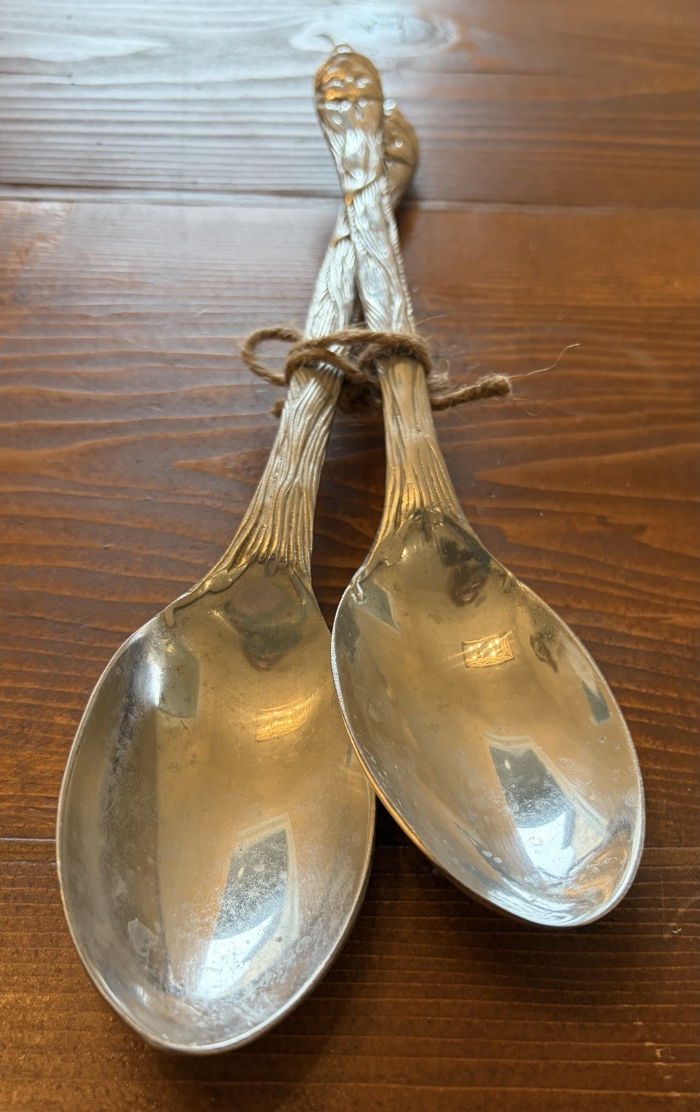 Vintage 14 Inch Silver Plated Santa Claus Serving Spoon Set