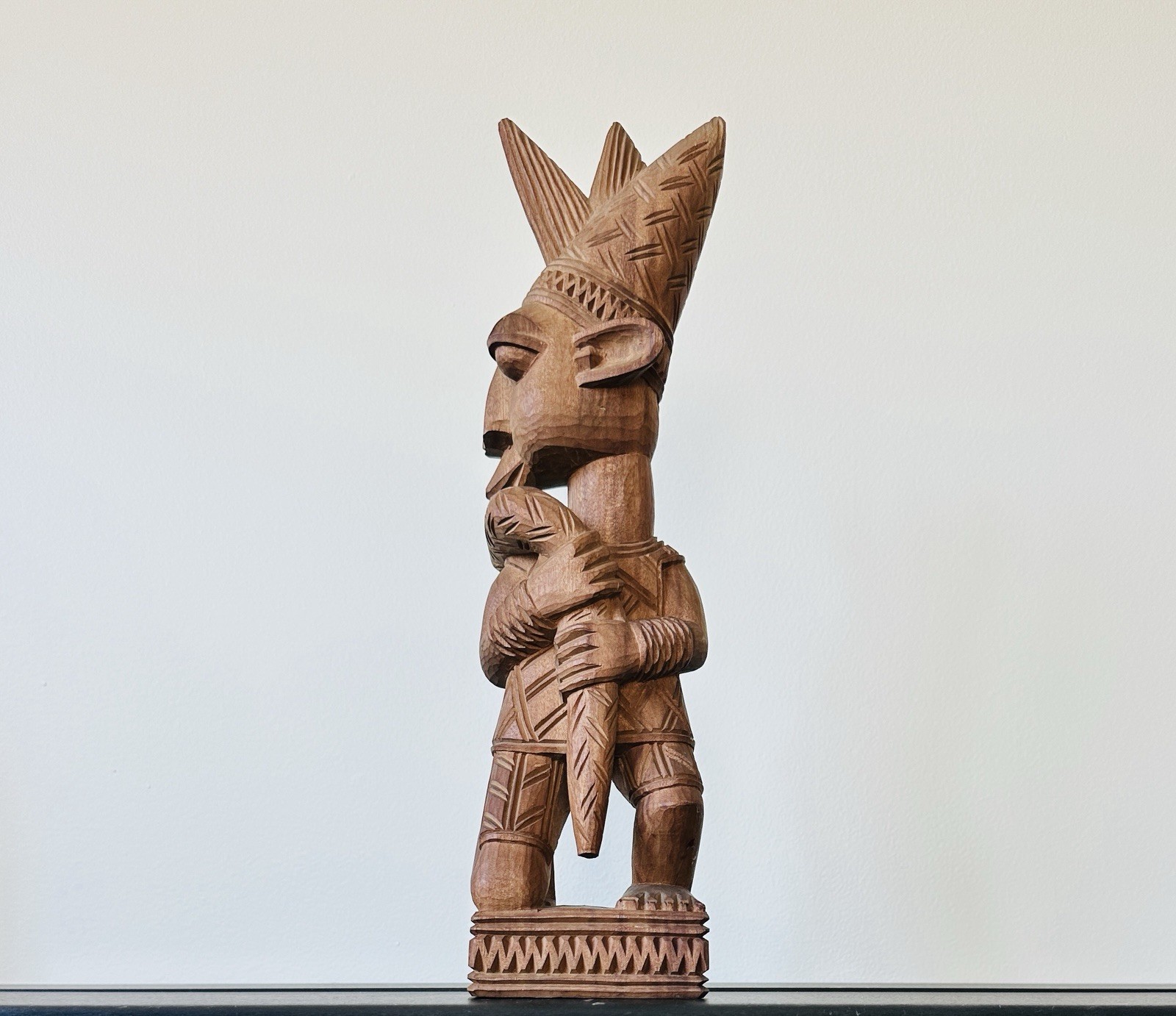 A Nigerian Yoruba wood carved figure J A Fakeye Vintage