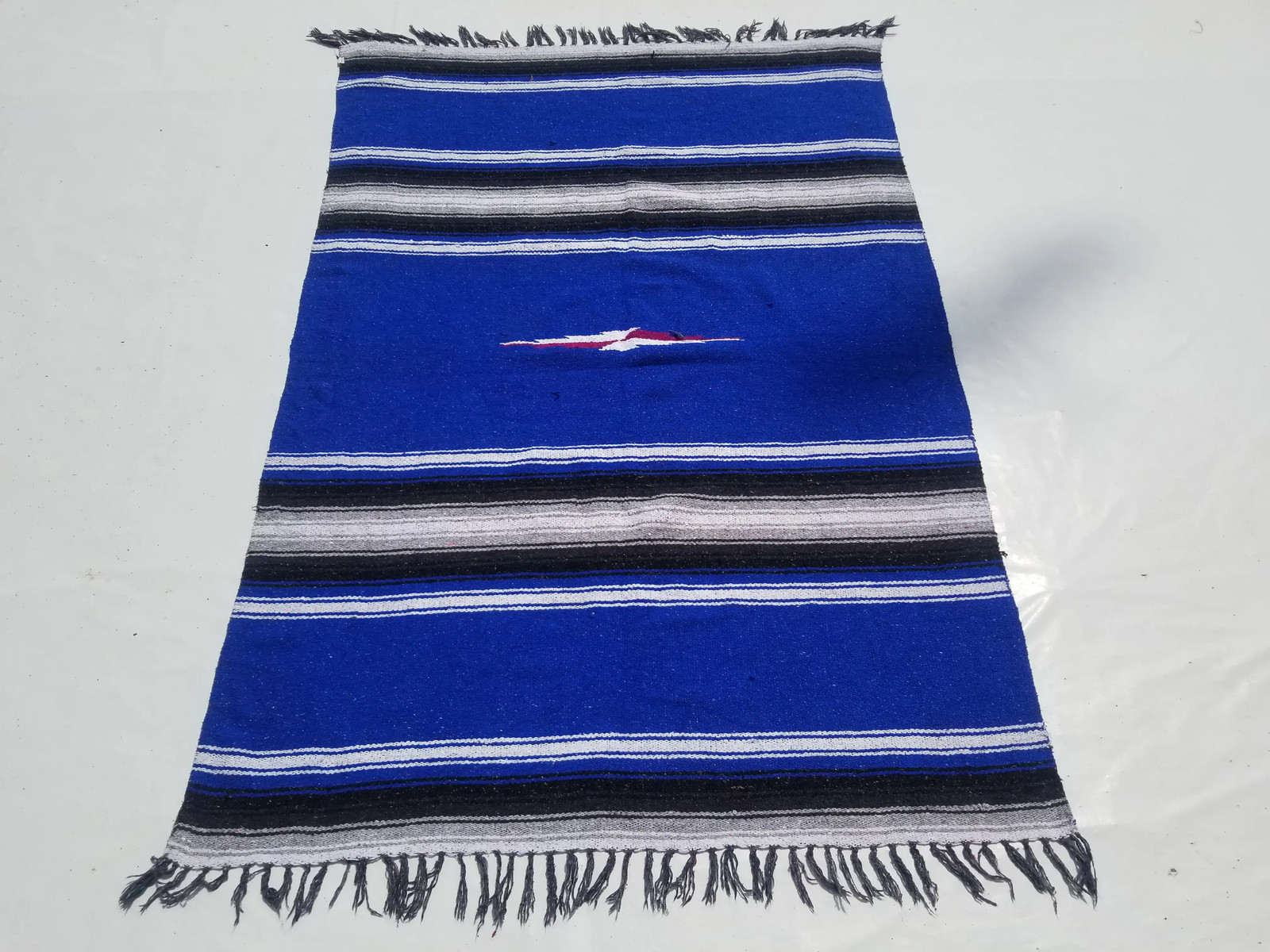 Vintage Traditional Handmade Mexican Saltillo Serape Wool Multi Kilim 6.1×4.1ft