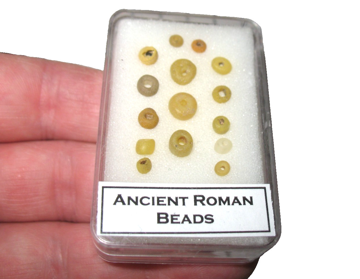 Ancient Roman Empire AD200 genuine jewelry stone/glass beads in display case #7