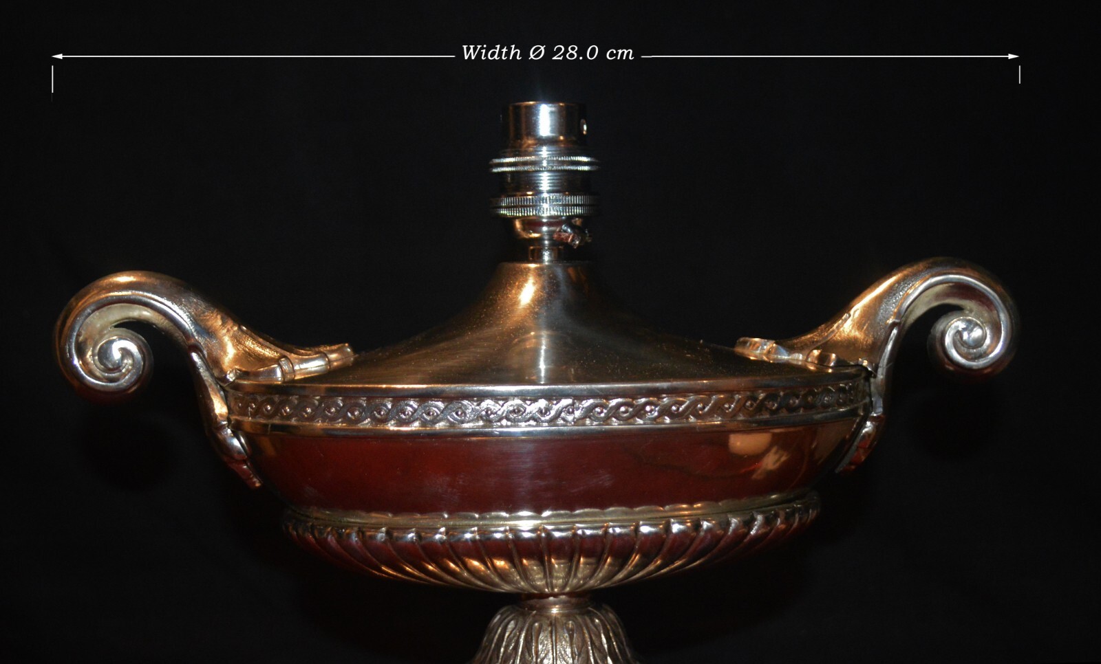 French Ezan Hand-Moulded Iridescent Shade & Aladdin Lamp Silver Plated 2-Handles