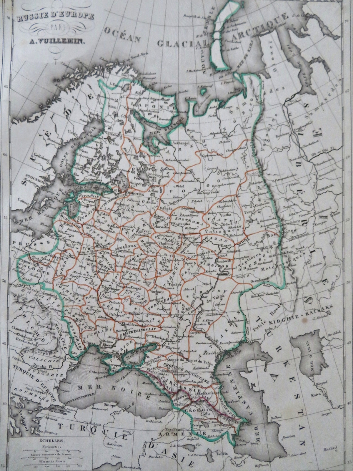 Russia in Europe Muscovy Finland Poland Ukraine Crimea 1852 Vuillemin map