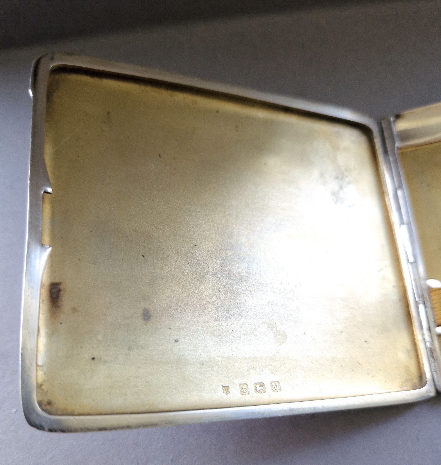 Sterling silver cigarette case by Charles S Green & Co, birmingham 1936