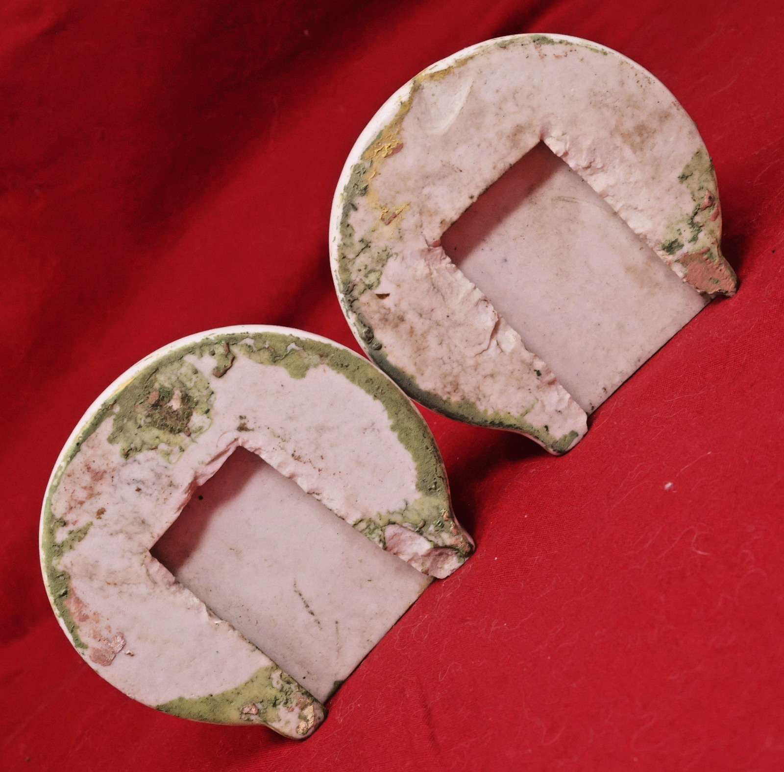 c.1910 Antique Vitreous Porcelain Shelf Brackets White Enamel Wall Mount Ceramic