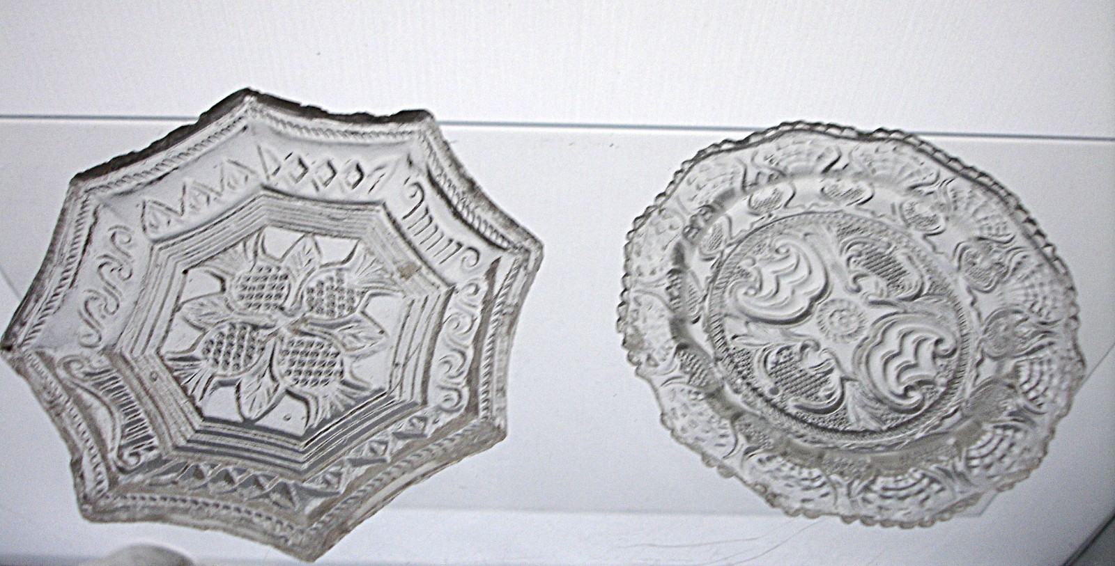 Two Antique Sandwich Glass Cup Plates Edge Chips