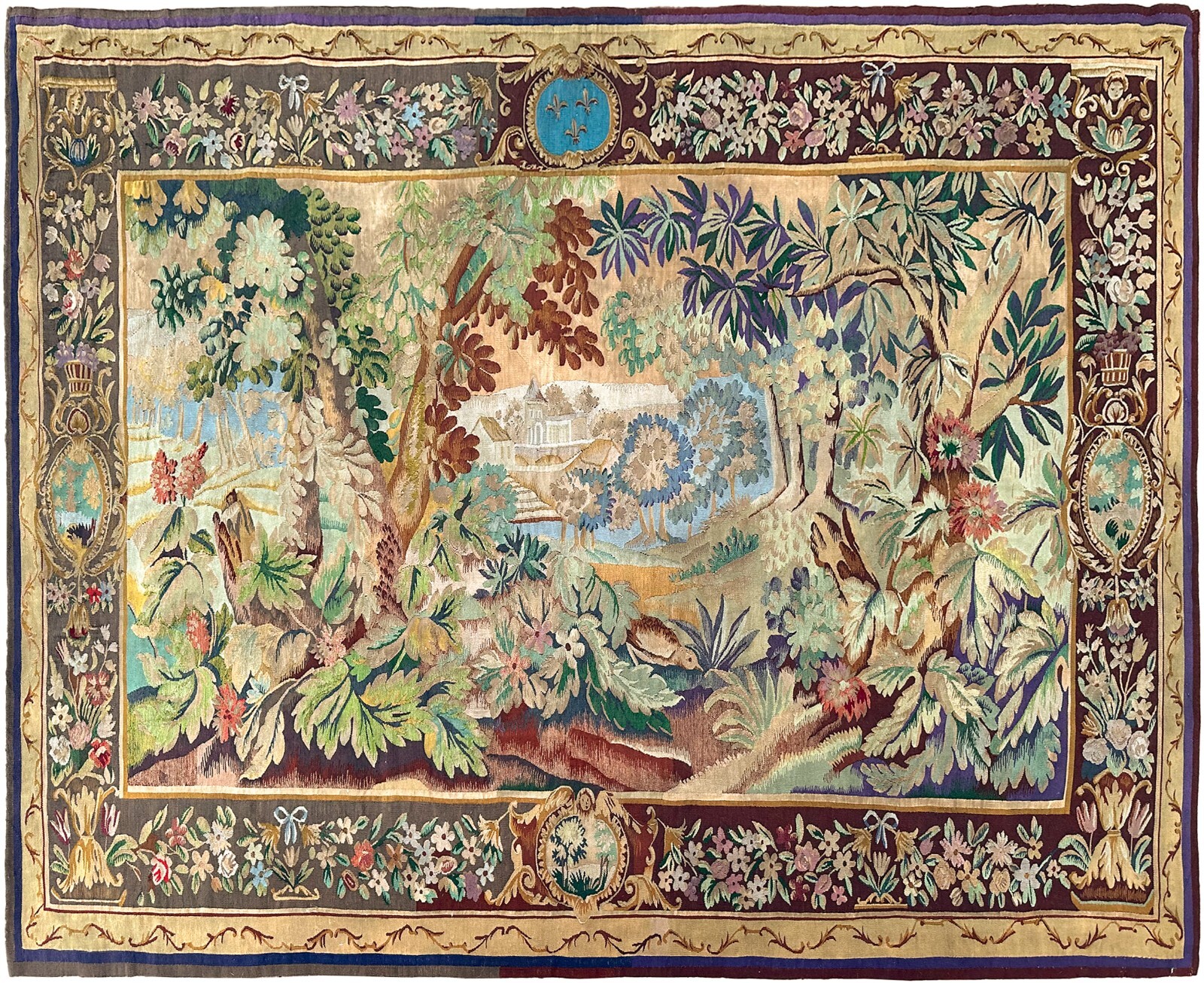 7×9 Antique Art Nouveau Tapestry Handmade Decorative Wall Hanging